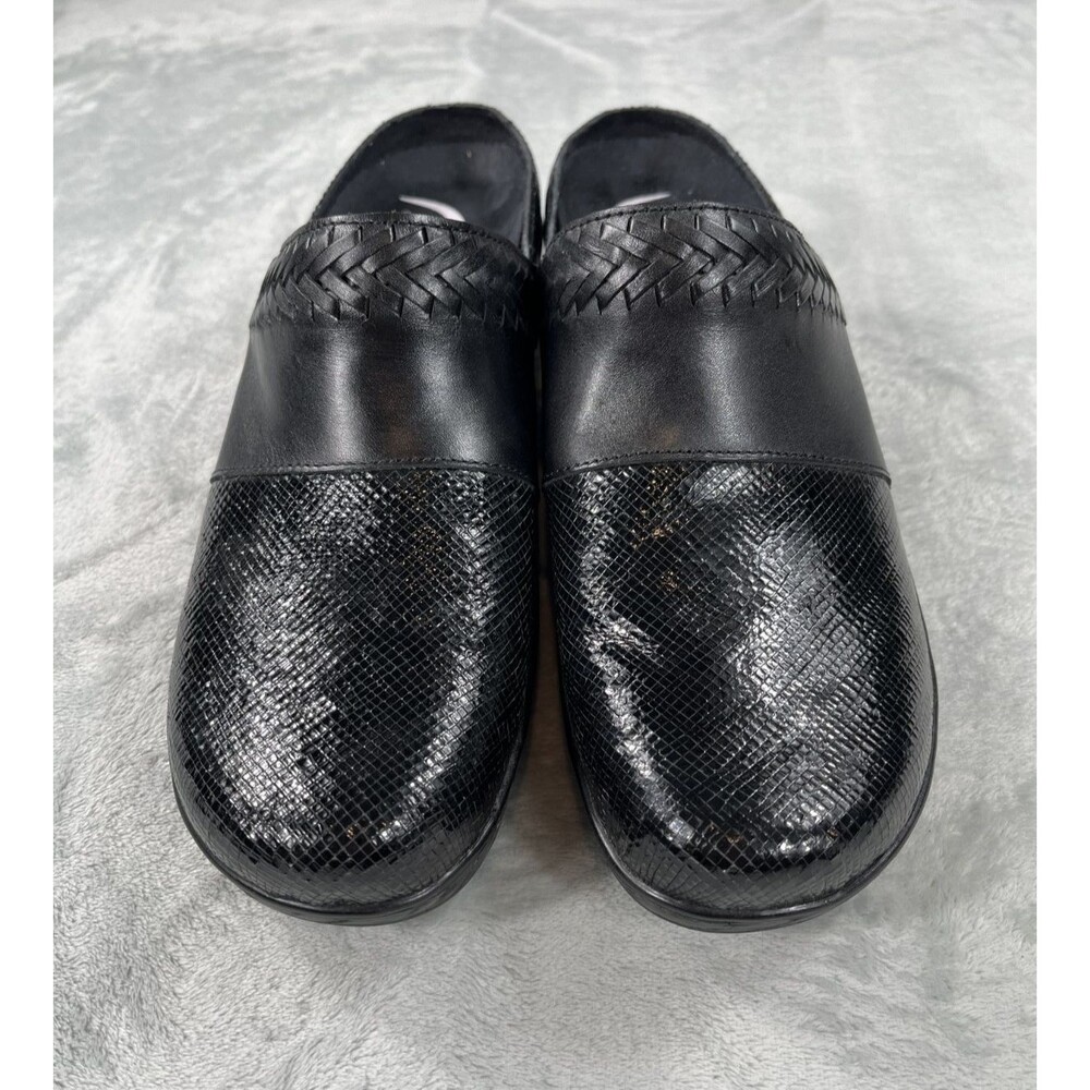Softwalk San Marcos II Clogs Womens 10M Black Diamond Textured Leather Mules